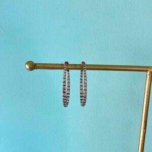 Women’s Earrings Oval Hoops Inside Out CZ Lever